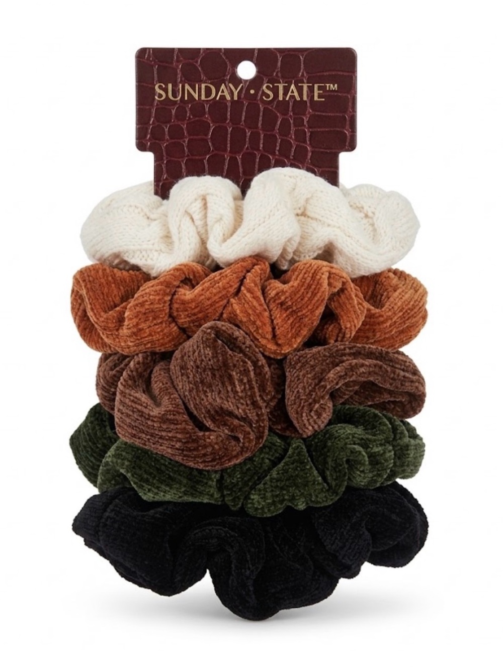NWT ⚜️🤎⚜️ Sunday State Set of 5 Velvet Scrunchies Fall Tones